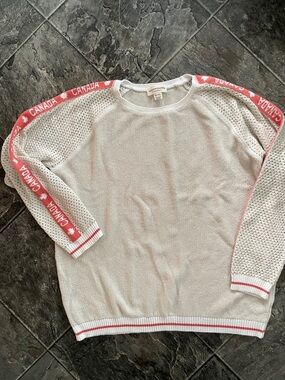 COTTON COUNTRY Open-Knit Canada Trim Cottagecore Coastal Cozy Unique Sweater